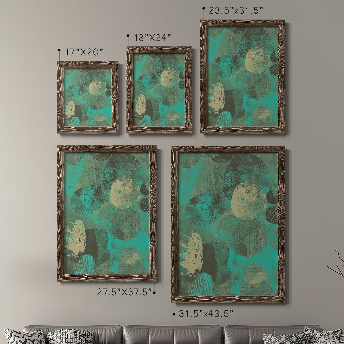 Minty Green Orbs I - Premium Framed Canvas 2 Piece Set - Ready to Hang