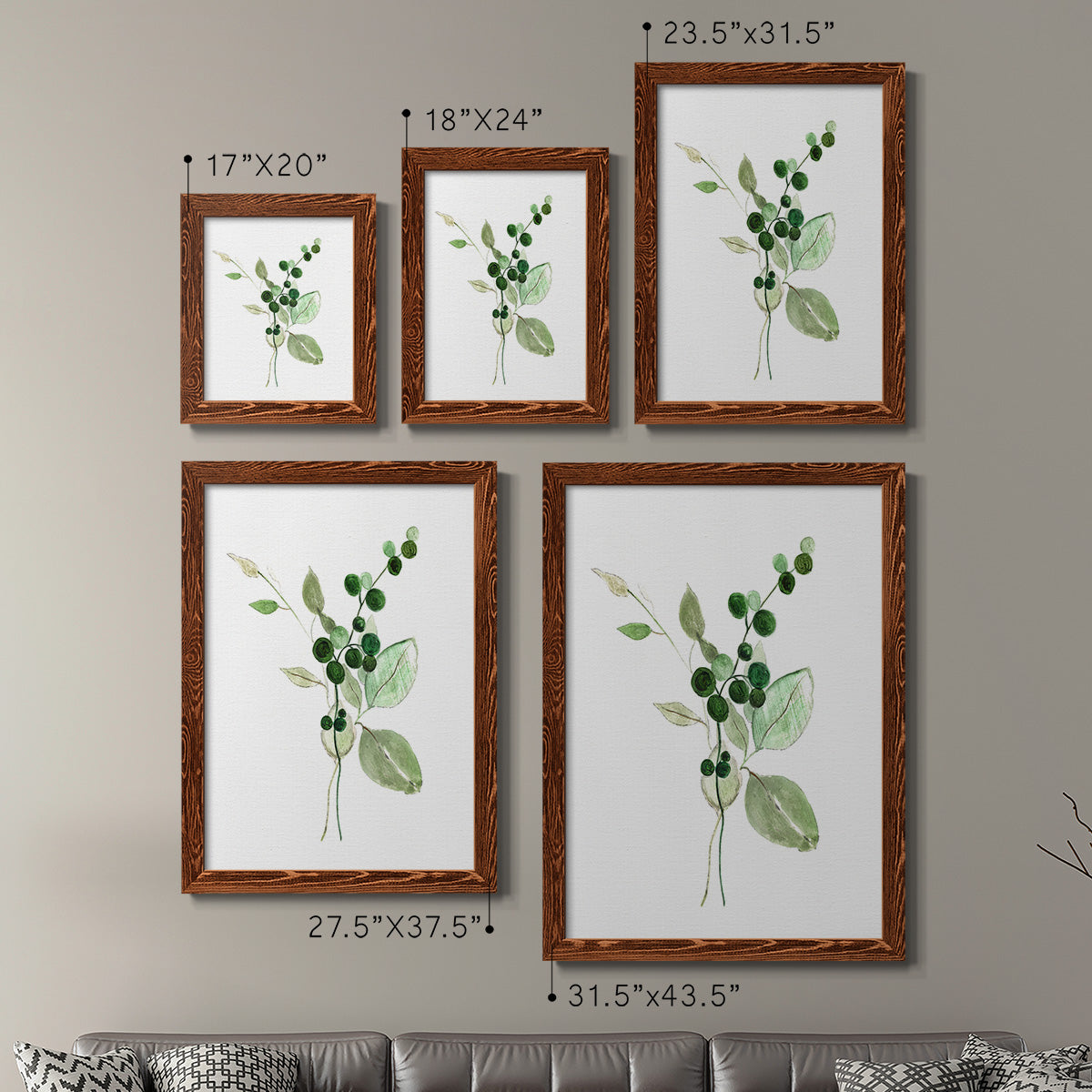 Sprigs in Green I   - Premium Framed Canvas 2 Piece Set - Ready to Hang