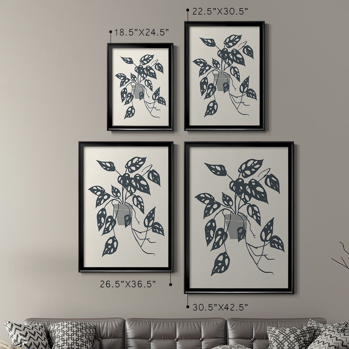 Growing Leaves I - Modern Framed Canvas Print