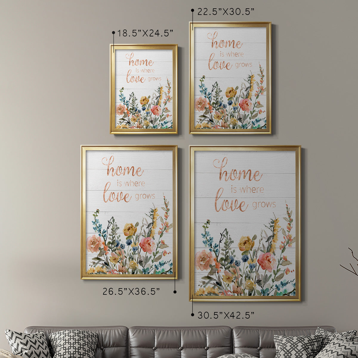 Home is Where Love Grows - Modern Framed Canvas Print