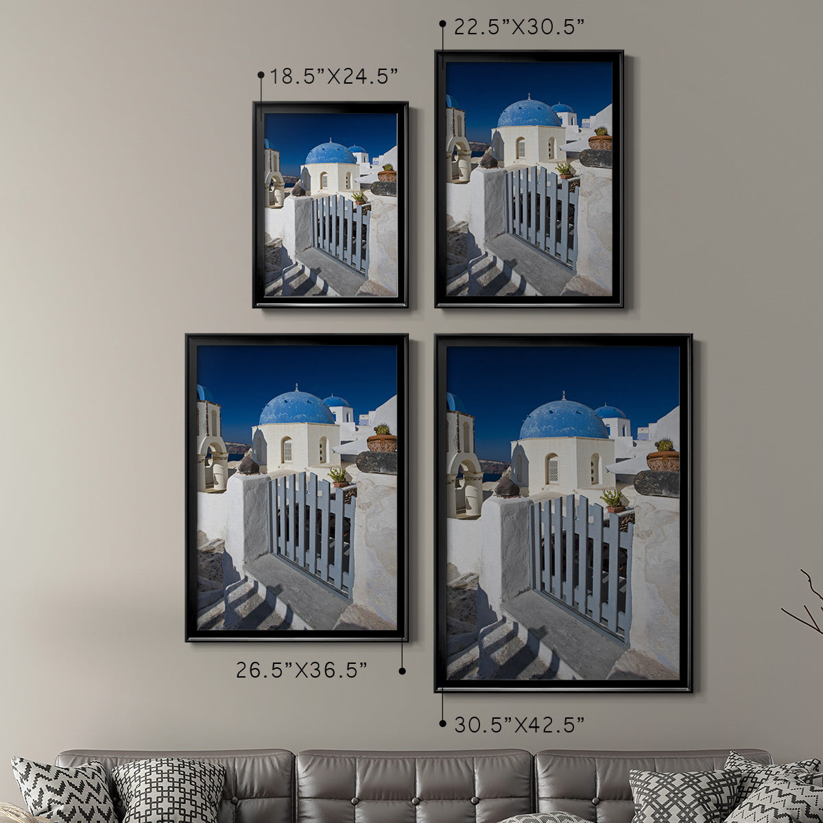 Santorini Sidewalk - Modern Framed Canvas Print