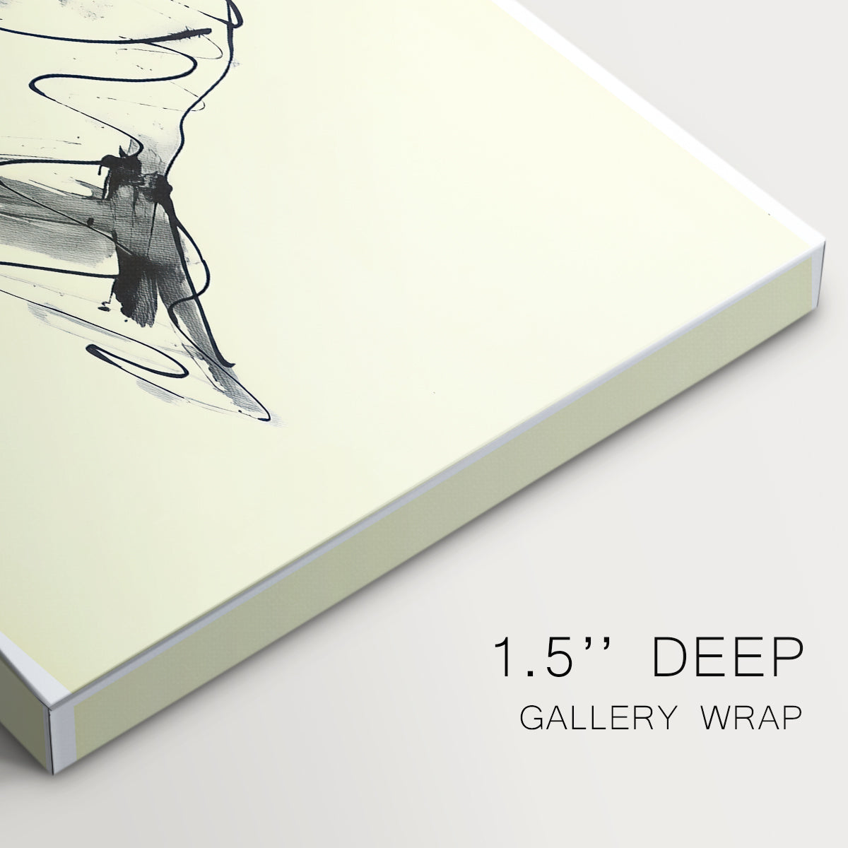 Canvas art print of a simple line drawing of cat in relaxed pose, highlighting texture and gallery-wrapped edges