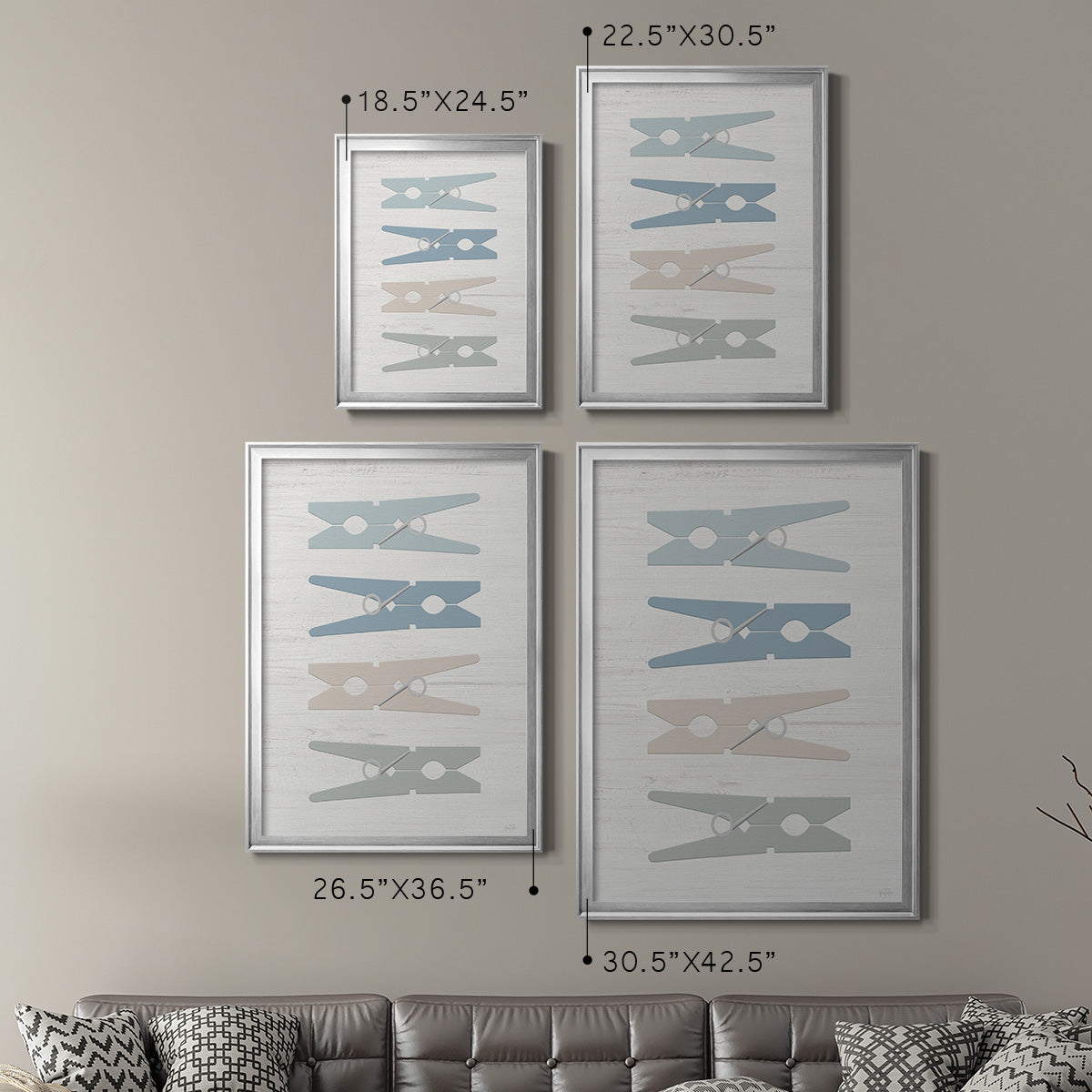 Laundry Pins - Modern Framed Canvas Print