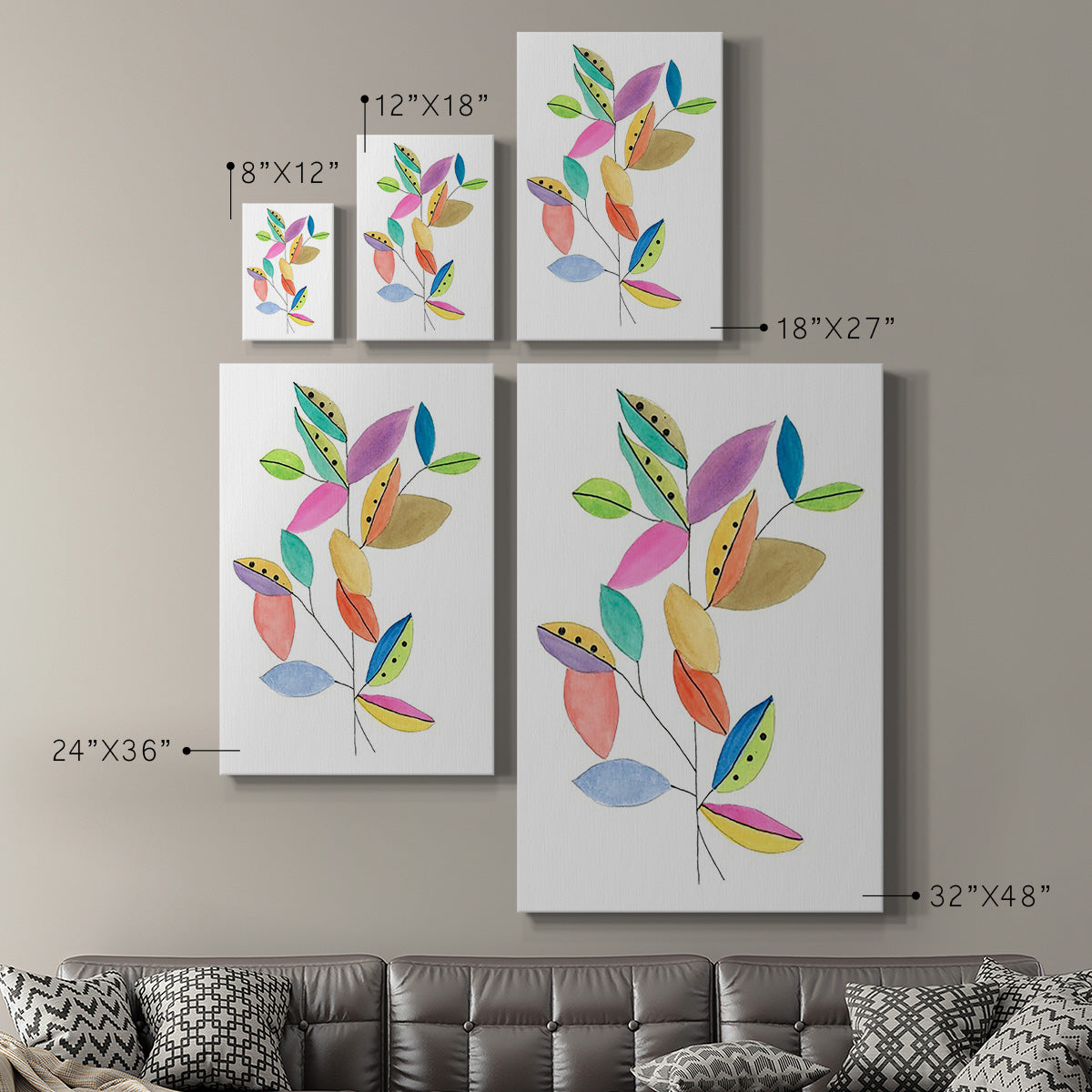 Color Pop Leaves II - Canvas Art Print