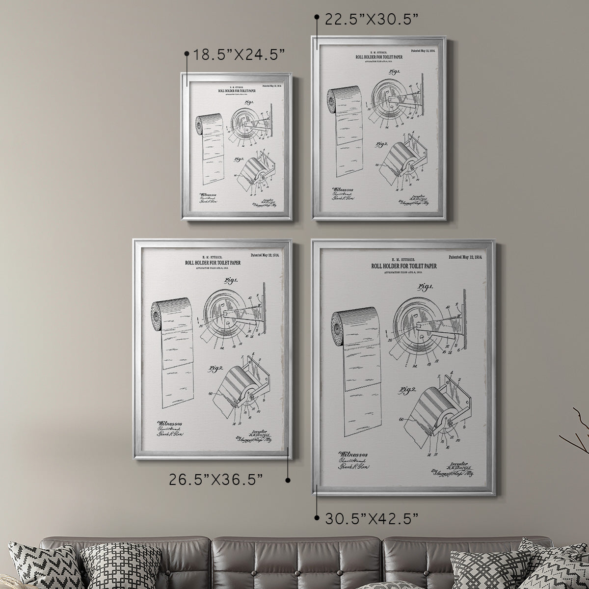 Toilet Paper Patent III - Modern Framed Canvas Print
