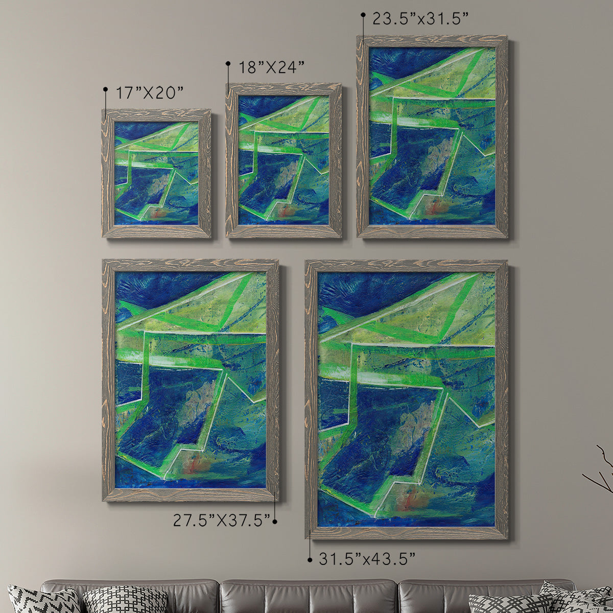 Geometric in Cool I - Premium Framed Canvas 2 Piece Set - Ready to Hang