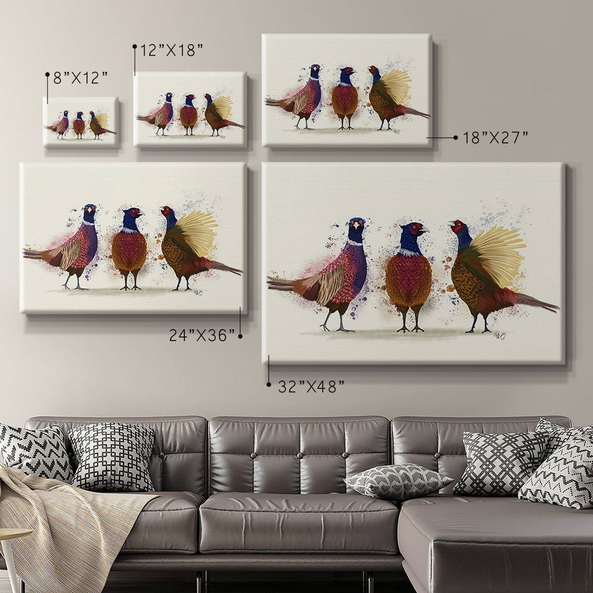 Pheasant Trio - Canvas Art Print