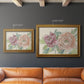 Modern peony floral drawing in an ornate traditional gold frame shown in multiple size options.