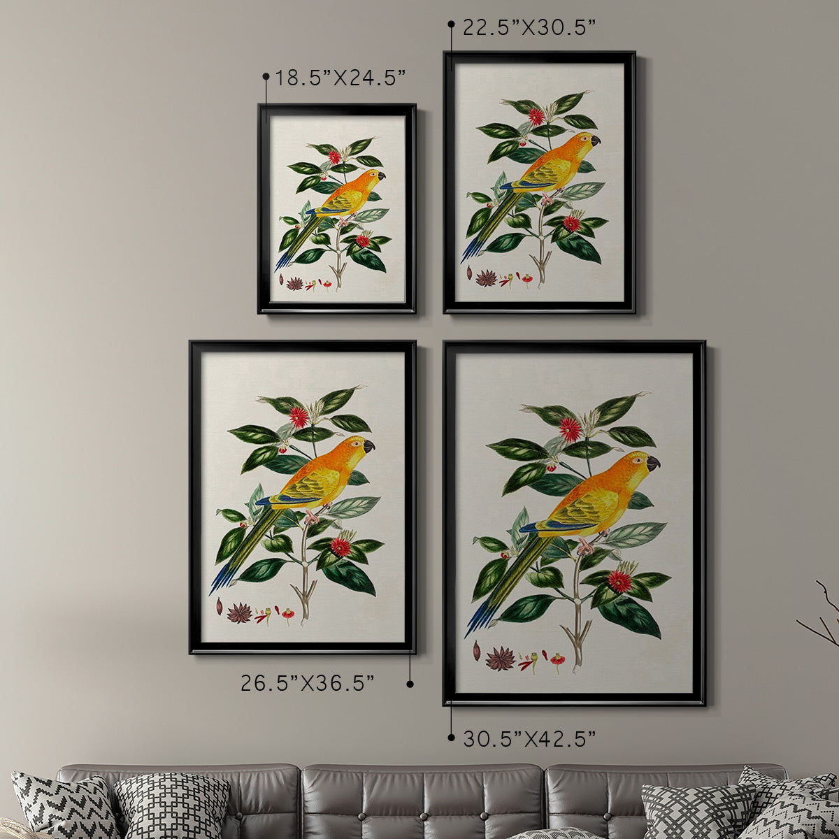 Bird in Habitat V - Modern Framed Canvas Print