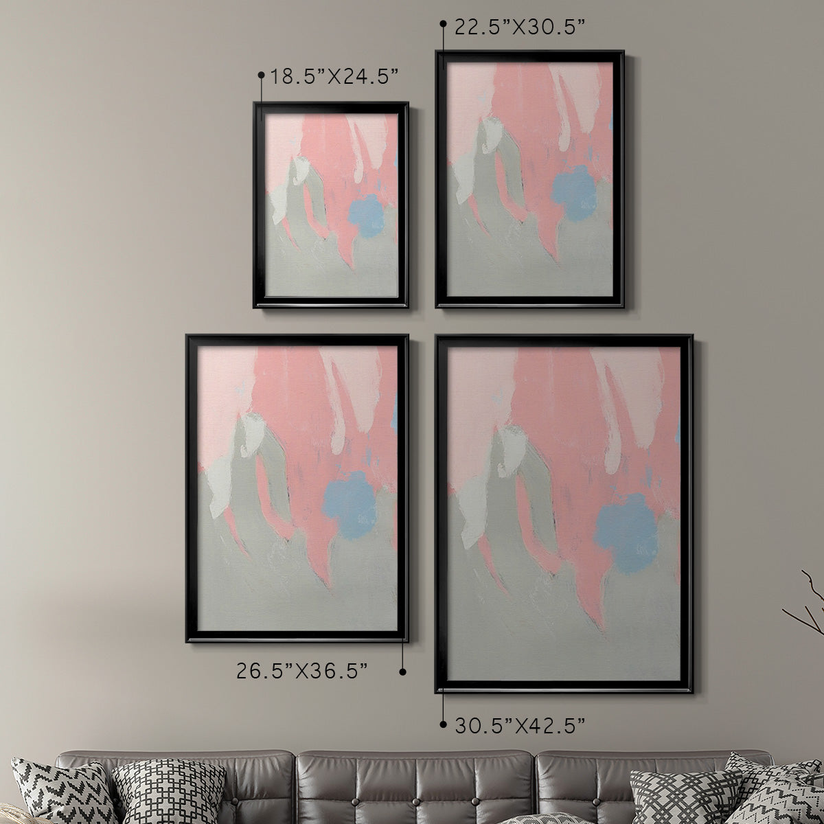 Blushing Abstract I - Modern Framed Canvas Print