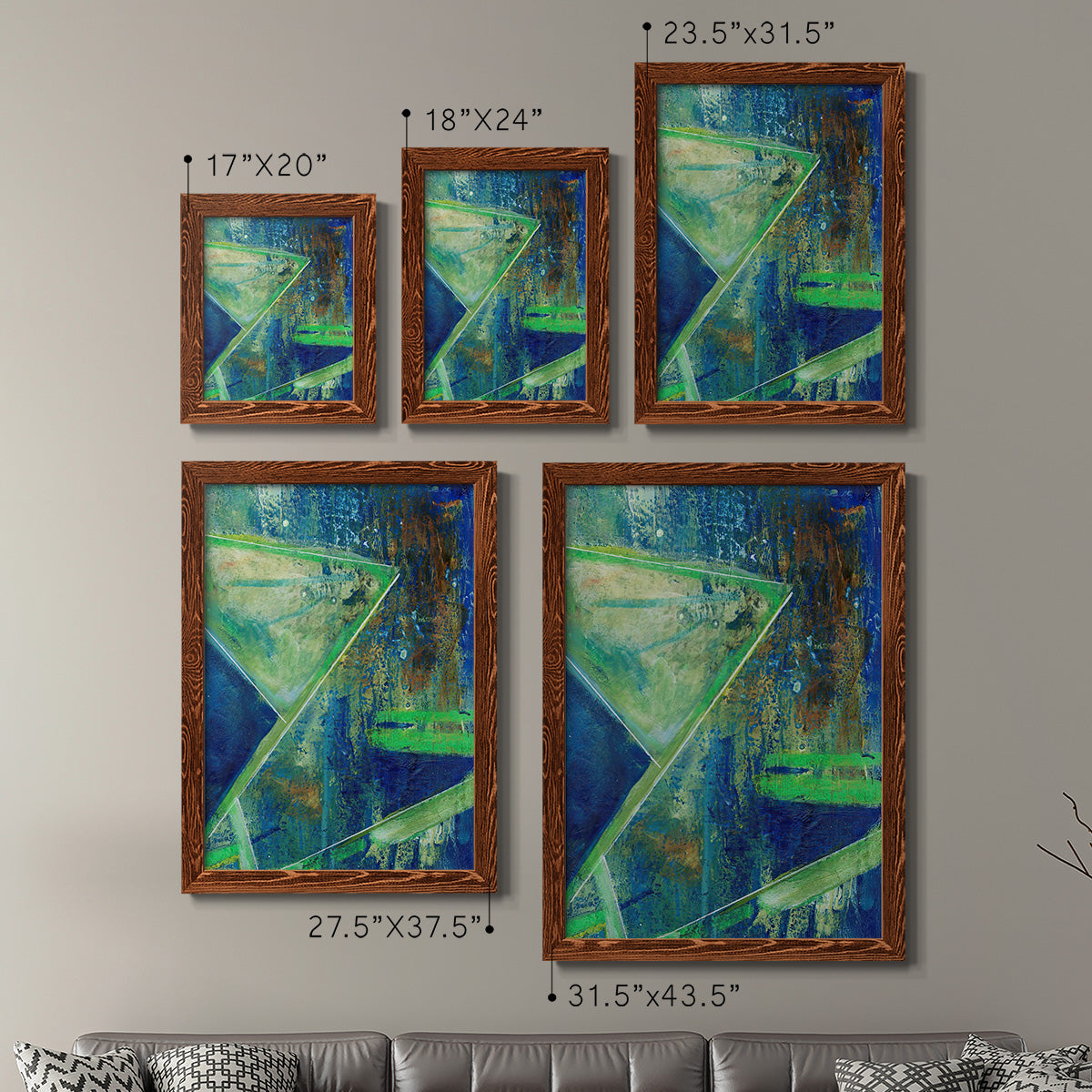 Geometric in Cool VII - Premium Framed Canvas 2 Piece Set - Ready to Hang