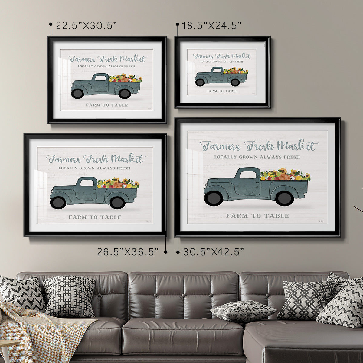 Fresh Sunflowers Truck - Modern Framed Art Print