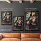 Impressionist portrait of a café singer by Edgar Degas in an ornate black frame with gilded inner detail shown in multiple vertical size options.