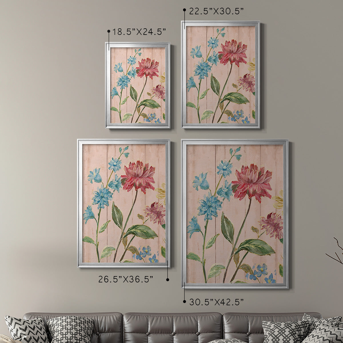 Wildflower Flutter I - Modern Framed Canvas Print