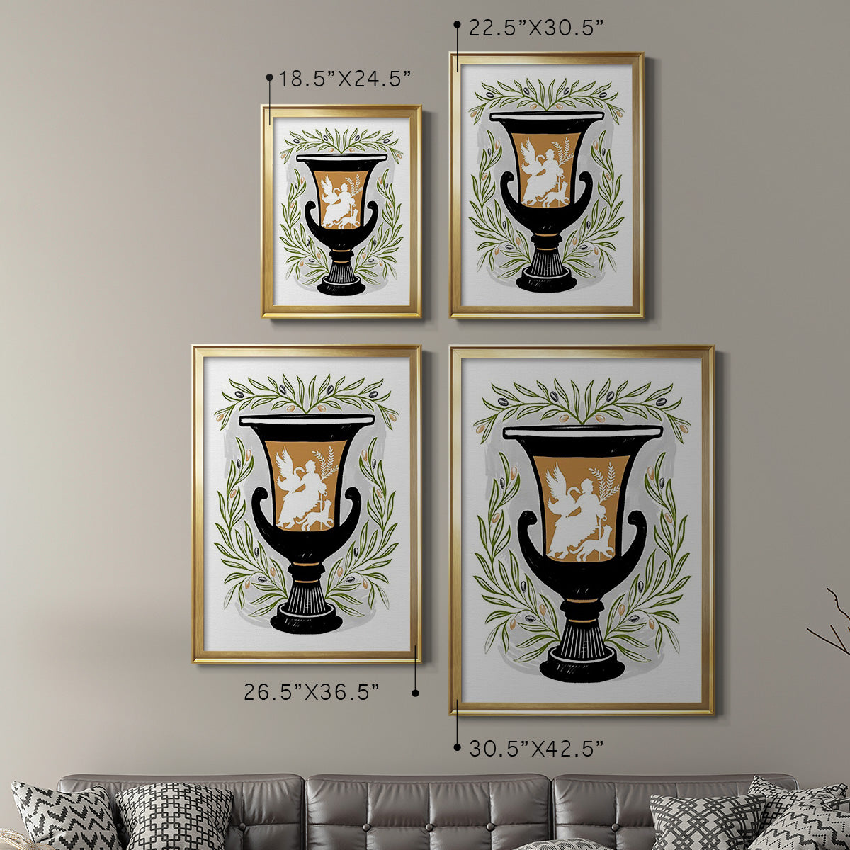 Greek Vases I - Modern Framed Canvas Print