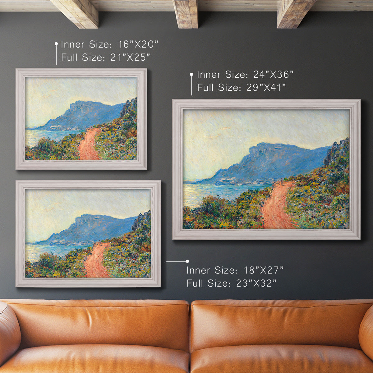 Affiche La Corniche près de Monaco Peinture - Ornate Framed Canvas Print