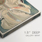 Close-up of a gallery-wrapped canvas corner showing a vintage illustration conveying a dreamy and introspective atmosphere, highlighting texture and print detail.