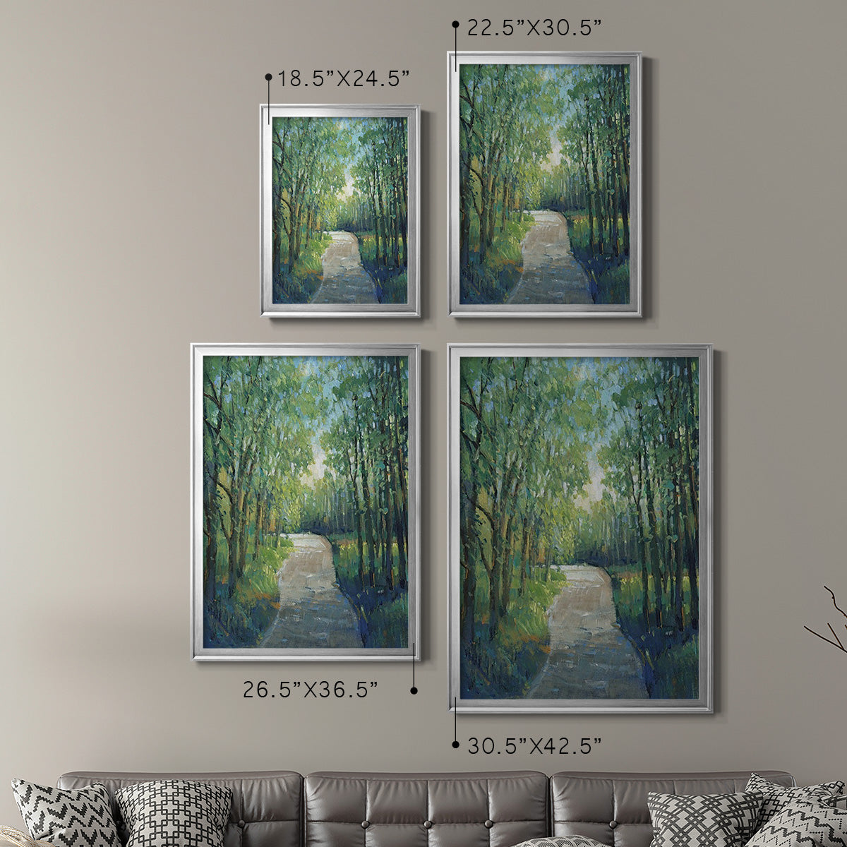 Golden Light Pathways I - Modern Framed Canvas Print