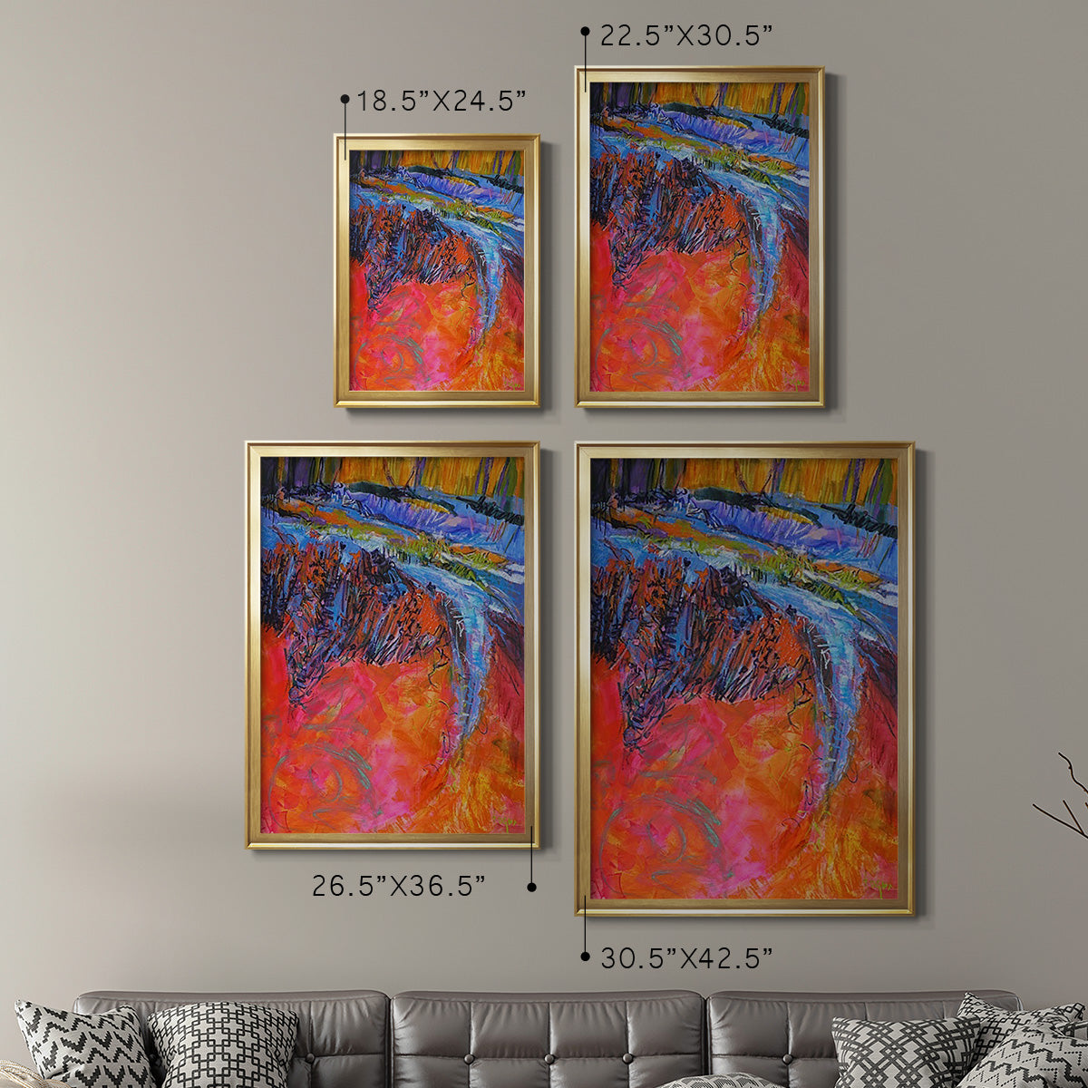 Vibrant Flow I - Modern Framed Canvas Print