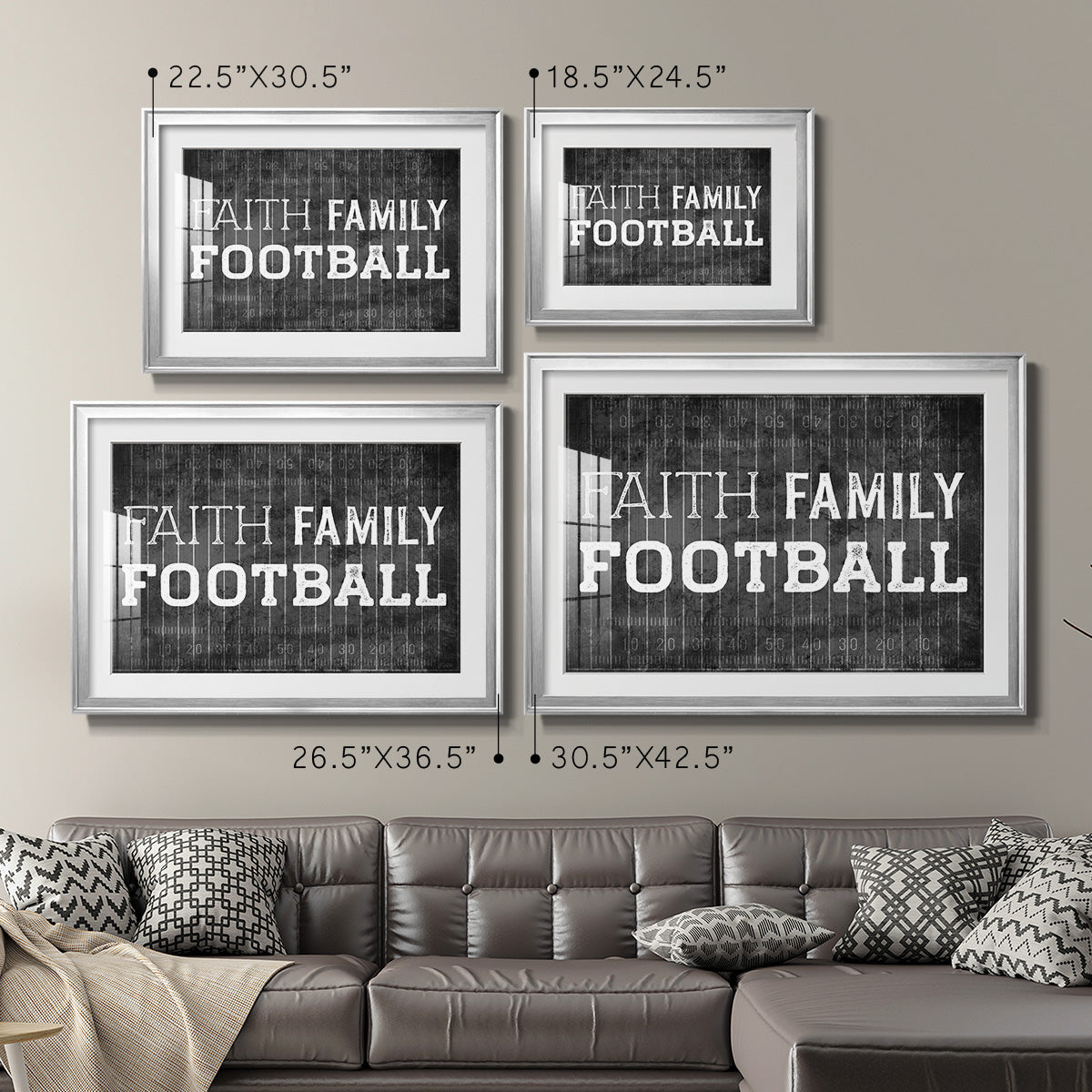 Faith Family Football - Modern Framed Art Print