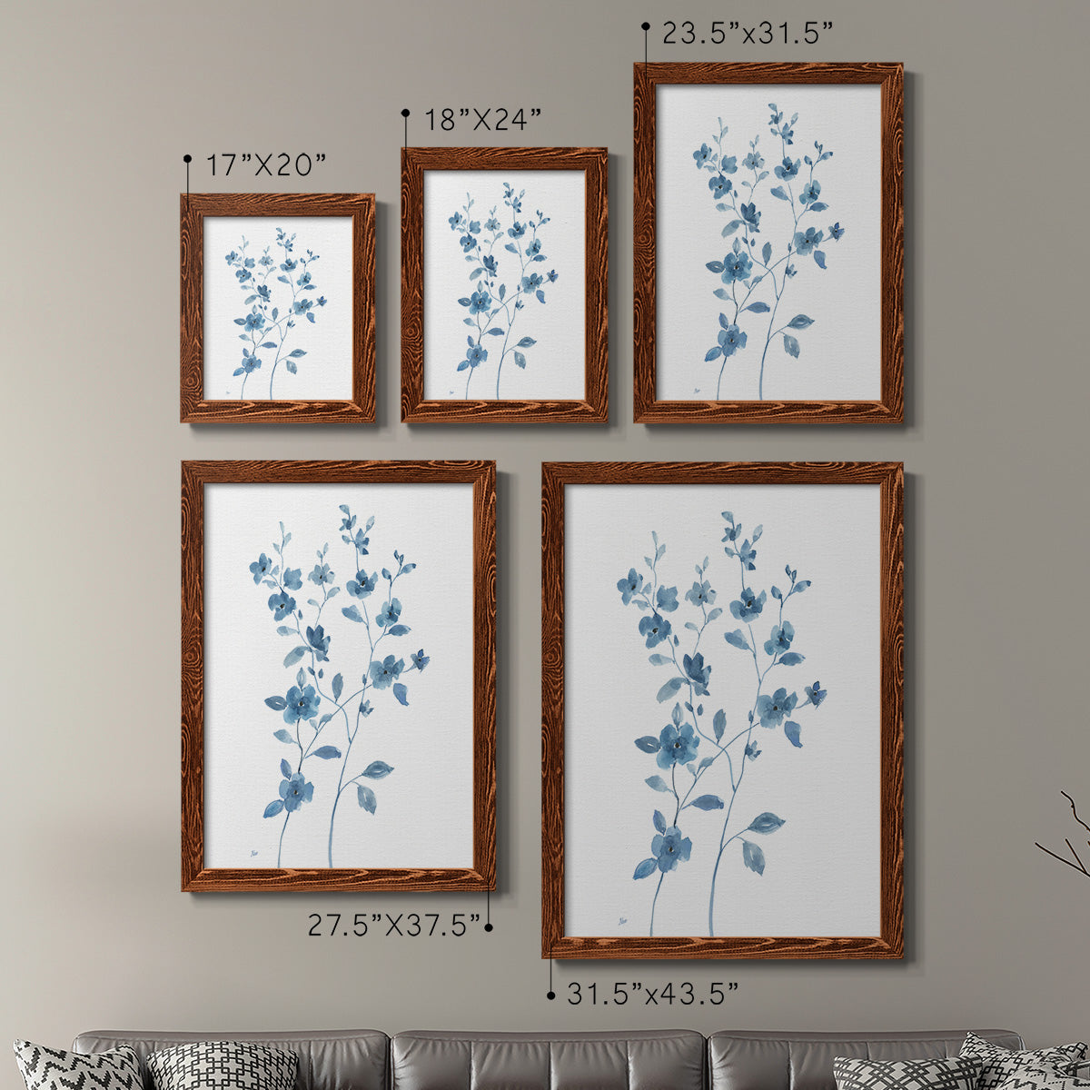 Blue Blossom I - Premium Framed Canvas 2 Piece Set - Ready to Hang