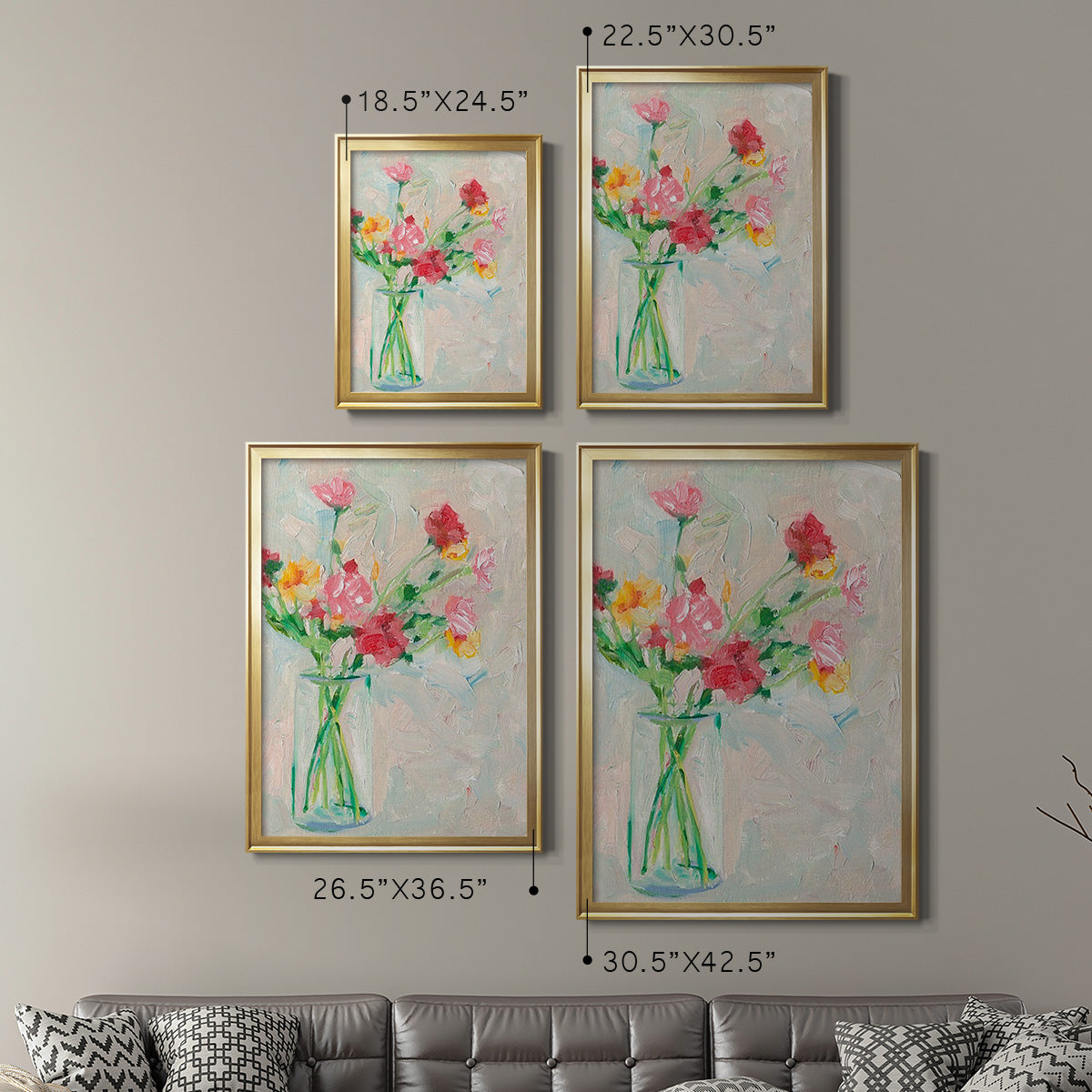 Painterly Soft Bouquet I - Modern Framed Canvas Print