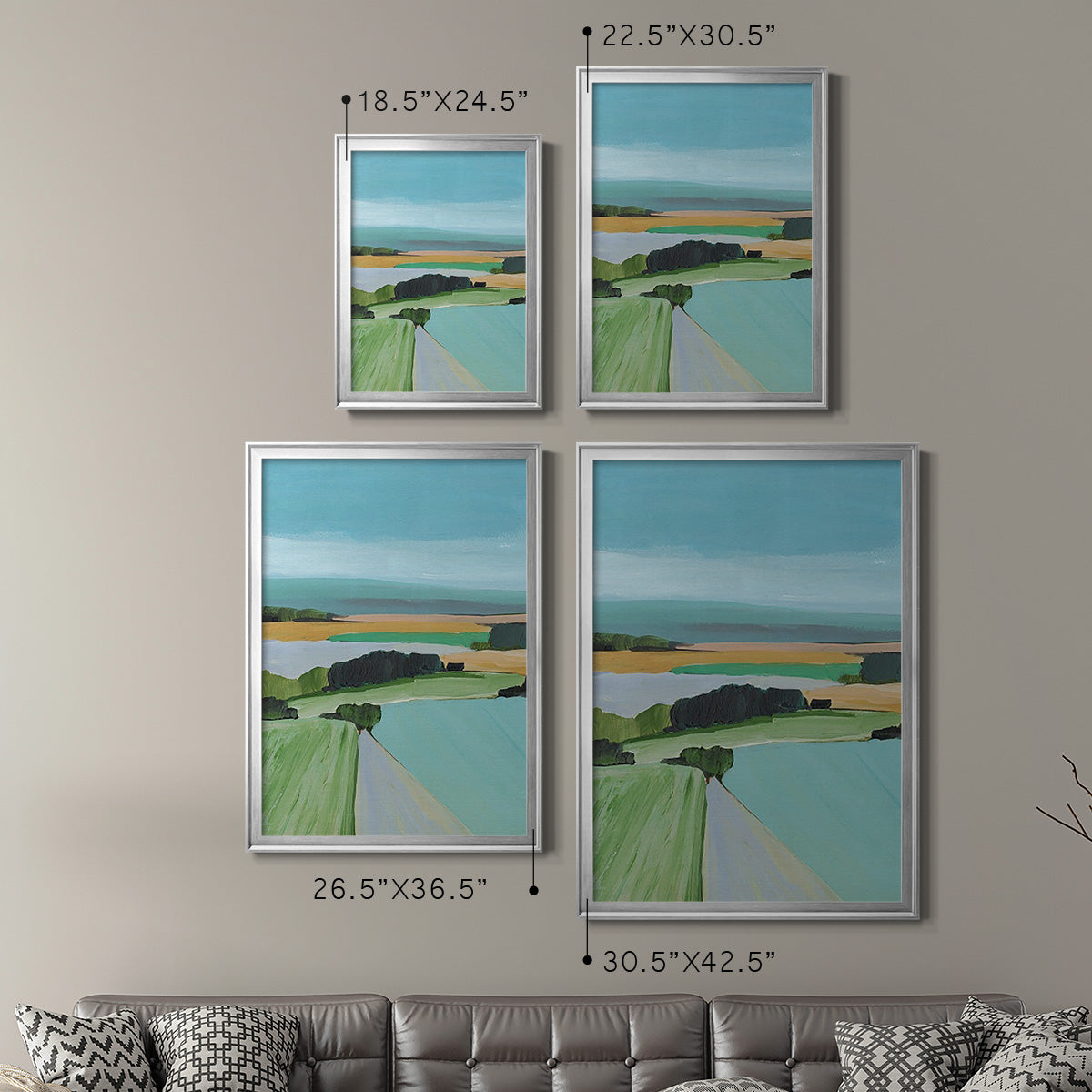 Bright Colored Countryside III - Modern Framed Canvas Print