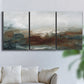 Three-panel canvas wall art featuring soft abstract evening light, displayed in a living room above a sofa.