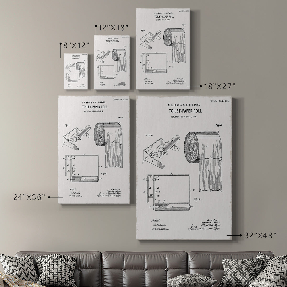 Toilet Paper Patent I Premium Gallery Wrapped Canvas - Ready to Hang