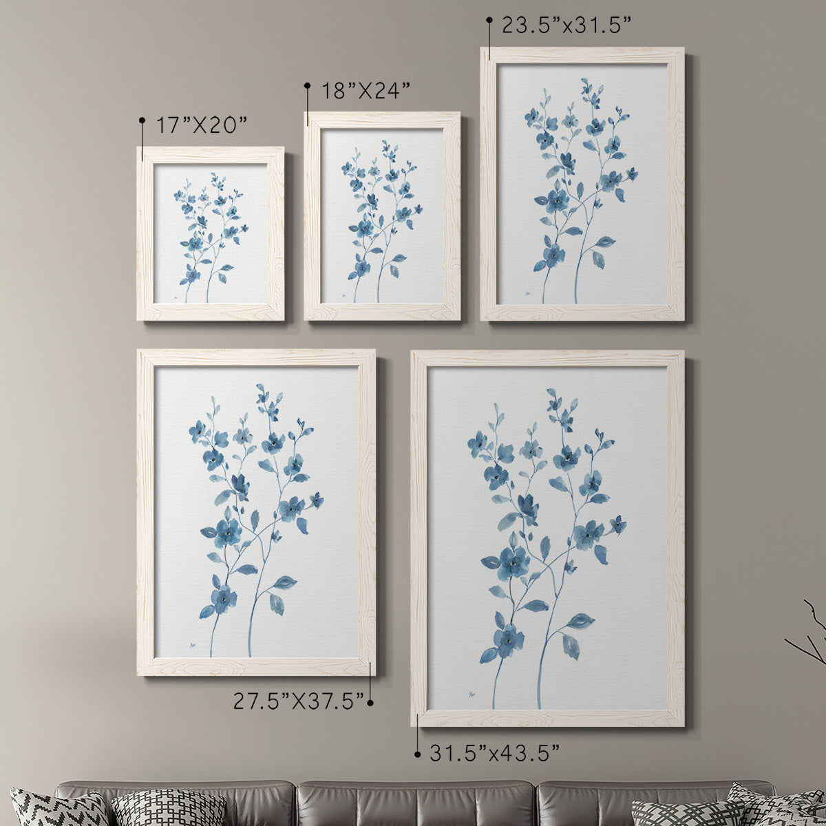 Blue Blossom I - Premium Framed Canvas 2 Piece Set - Ready to Hang