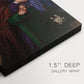 Close-up of a gallery-wrapped canvas corner showing a classic image with balanced color, highlighting texture and print detail.