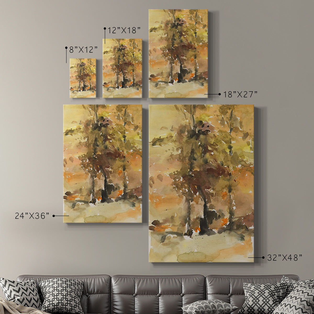 Fall Foliage Watercolor I Premium Gallery Wrapped Canvas - Ready to Hang