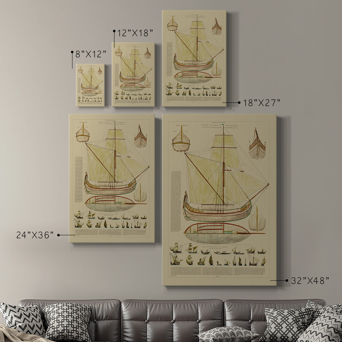 Antique Ship Plan I Premium Gallery Wrapped Canvas - Ready to Hang