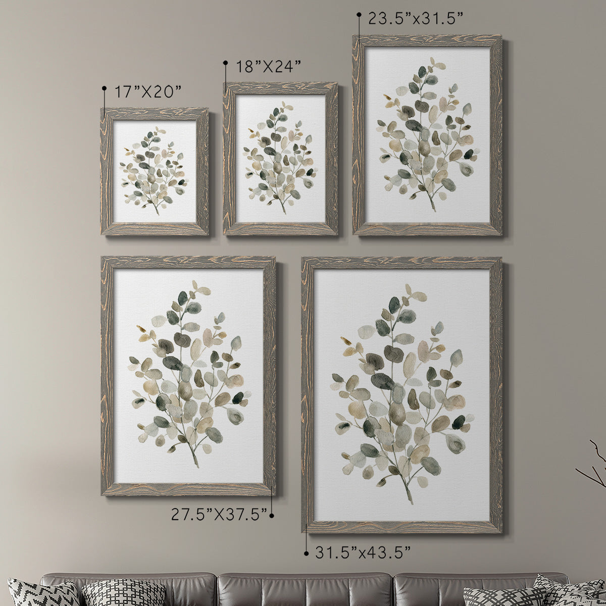 Neutral Eucalyptus I - Premium Framed Canvas 2 Piece Set - Ready to Hang