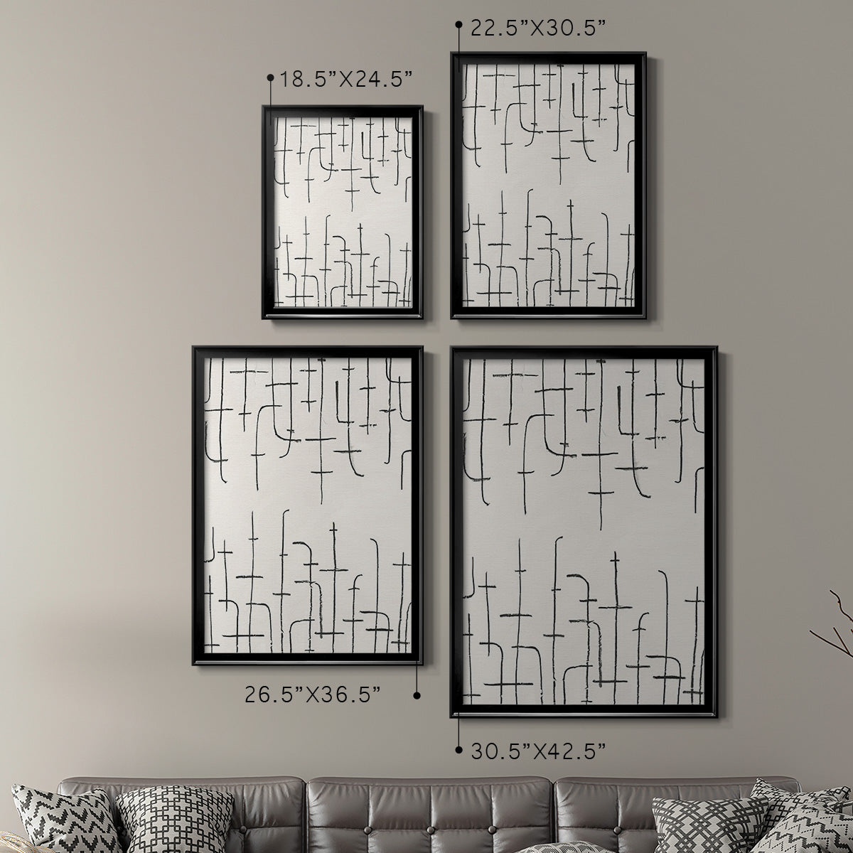 Vertical Arrangement I - Modern Framed Canvas Print