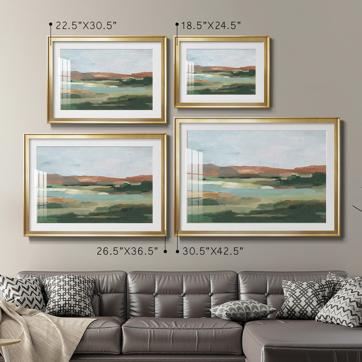 Autumn River Crossing I - Modern Framed Art Print