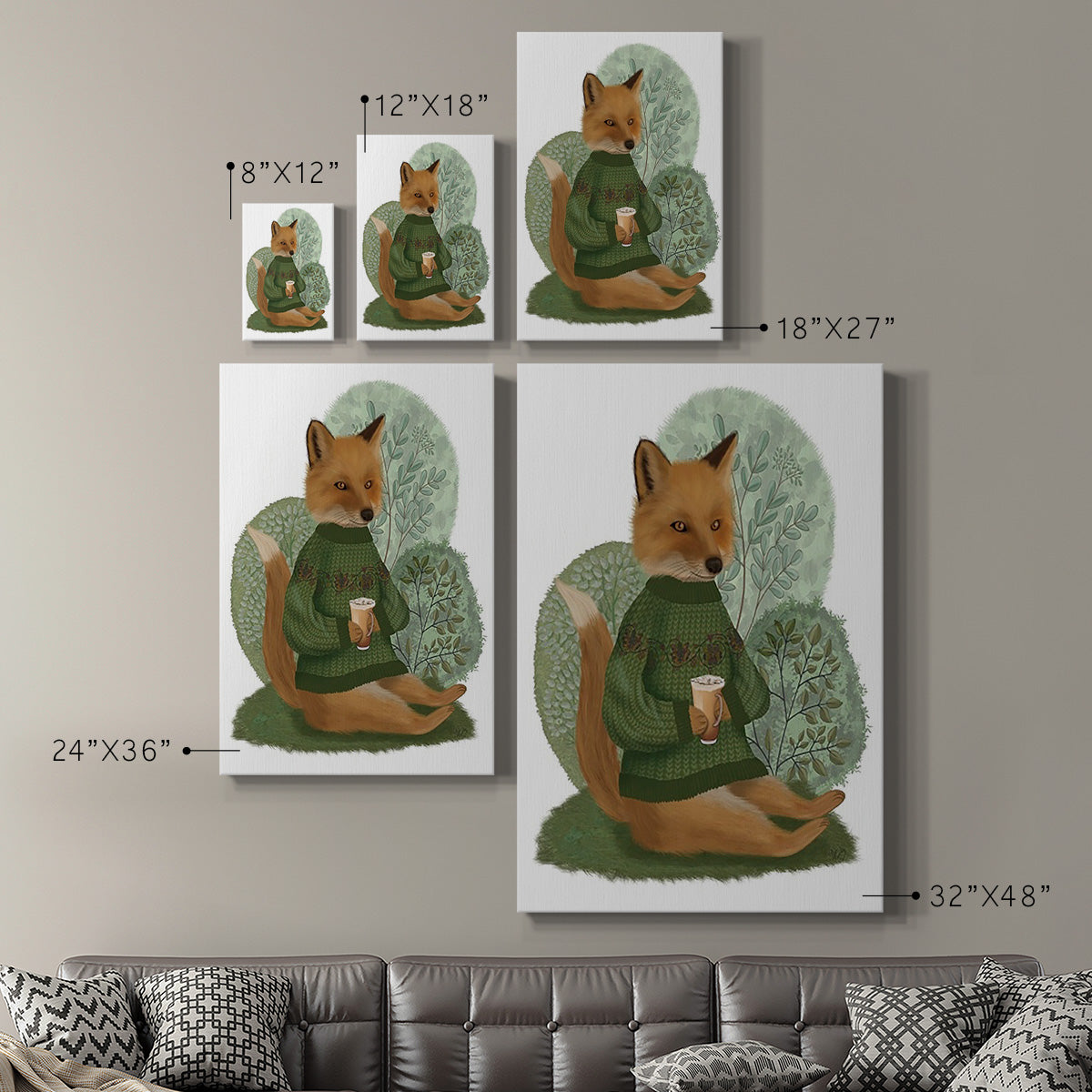 Latte Fox in Sweater Premium Gallery Wrapped Canvas - Ready to Hang