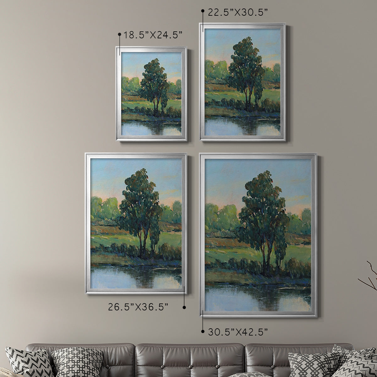 Tree by the Riverbank I - Modern Framed Canvas Print