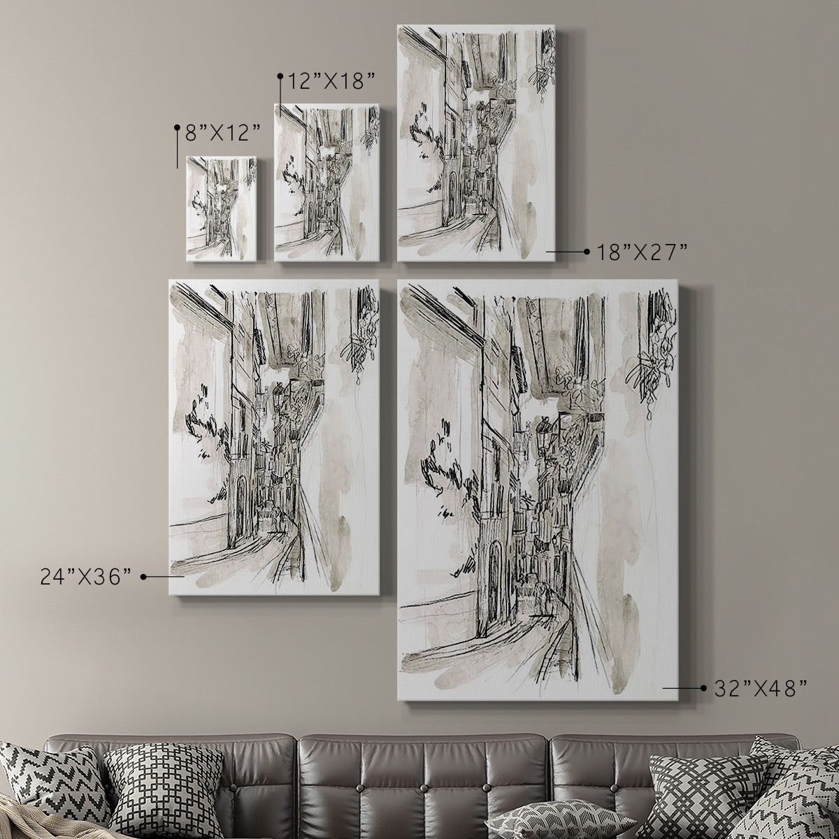 Europe Street Sketches I Premium Gallery Wrapped Canvas - Ready to Hang