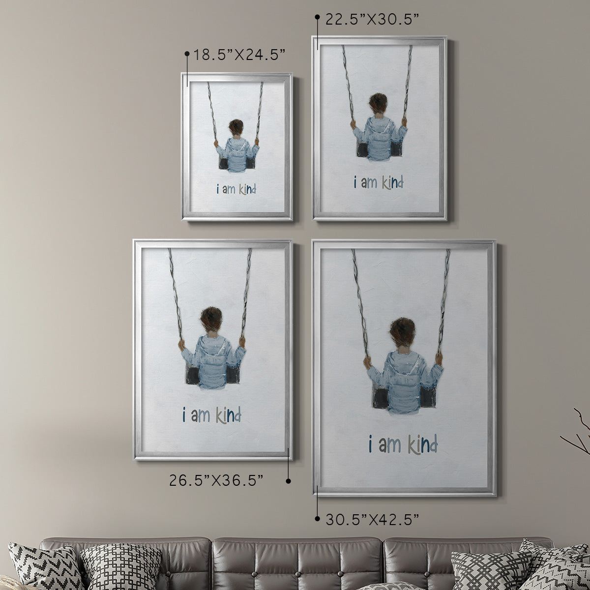 Boy on a Swing - Modern Framed Canvas Print
