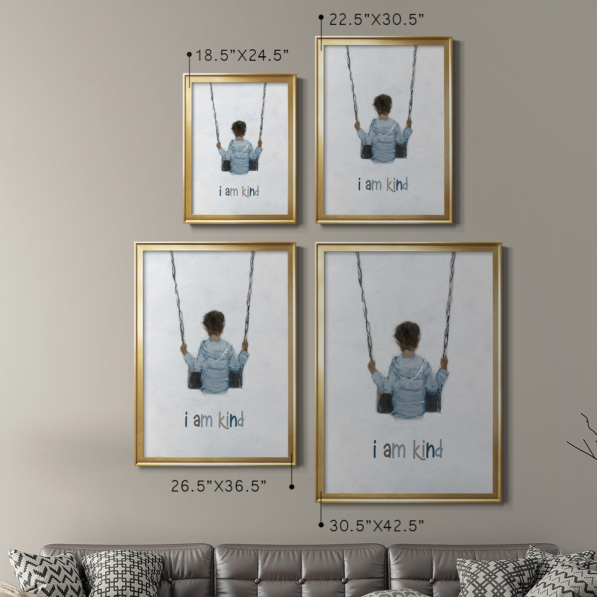 Boy on a Swing - Modern Framed Canvas Print