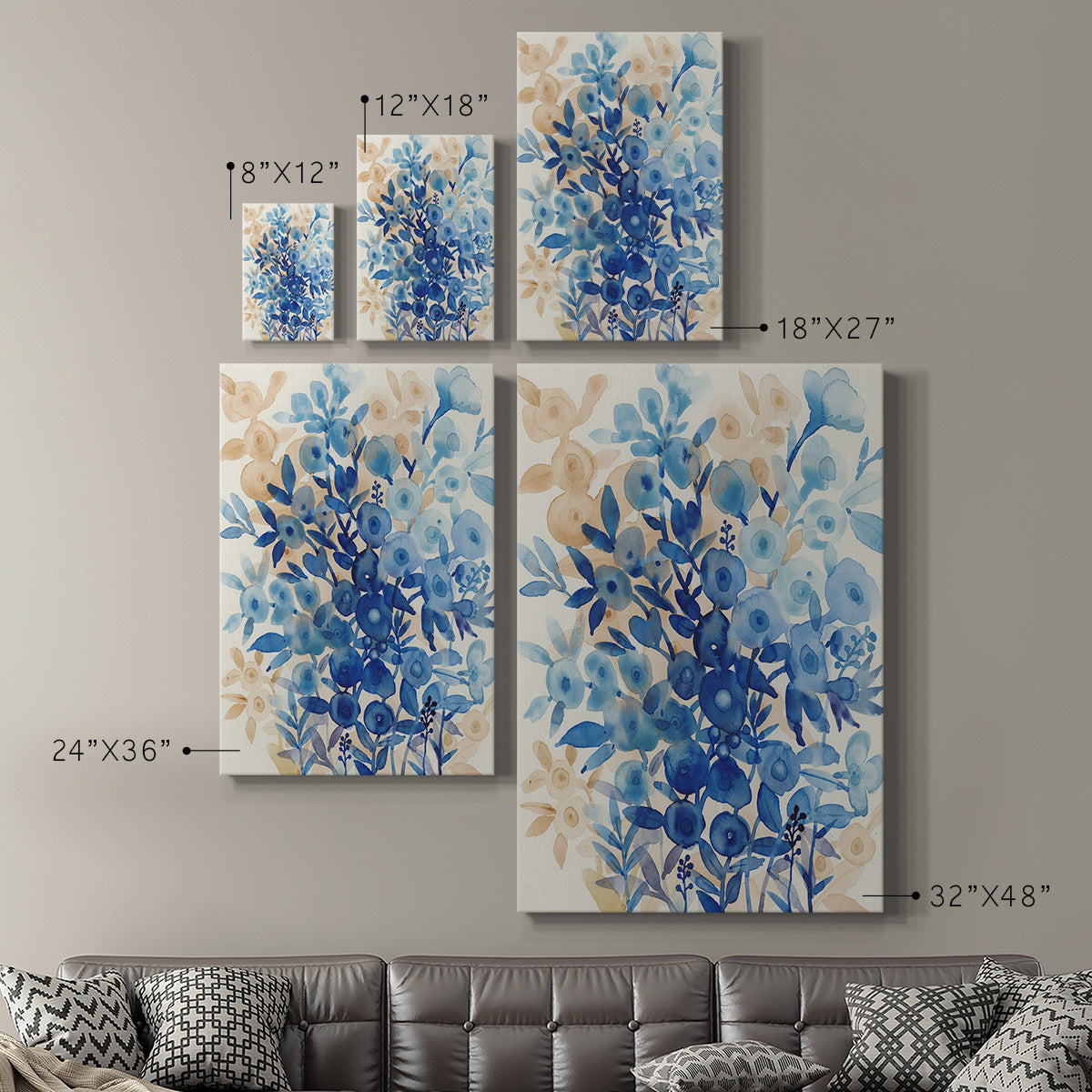 Blueberry Floral II Premium Gallery Wrapped Canvas - Ready to Hang