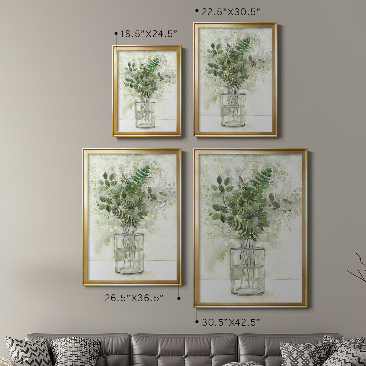 Delicate Greenery I - Modern Framed Canvas Print