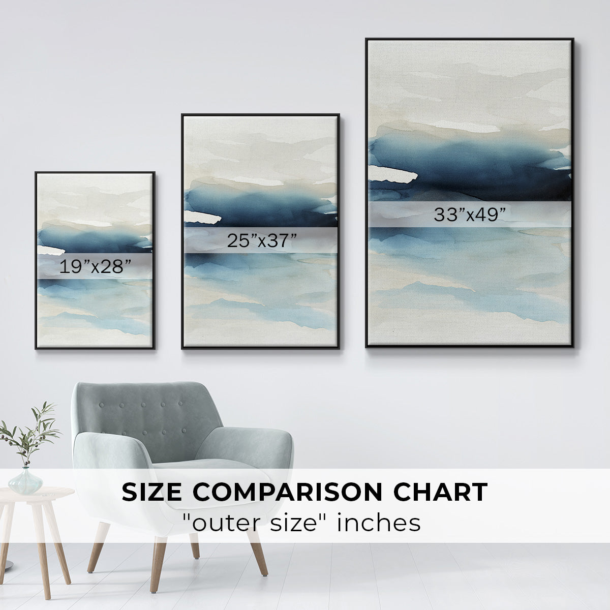 Waves II - Framed Premium Gallery Wrapped Canvas L Frame - Ready to Hang