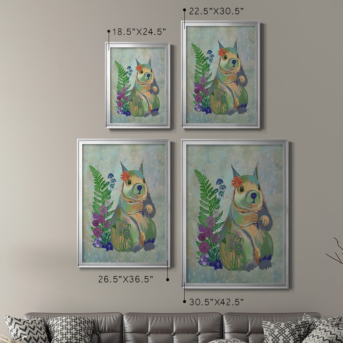 Fantastic Florals Squirrel - Modern Framed Canvas Print