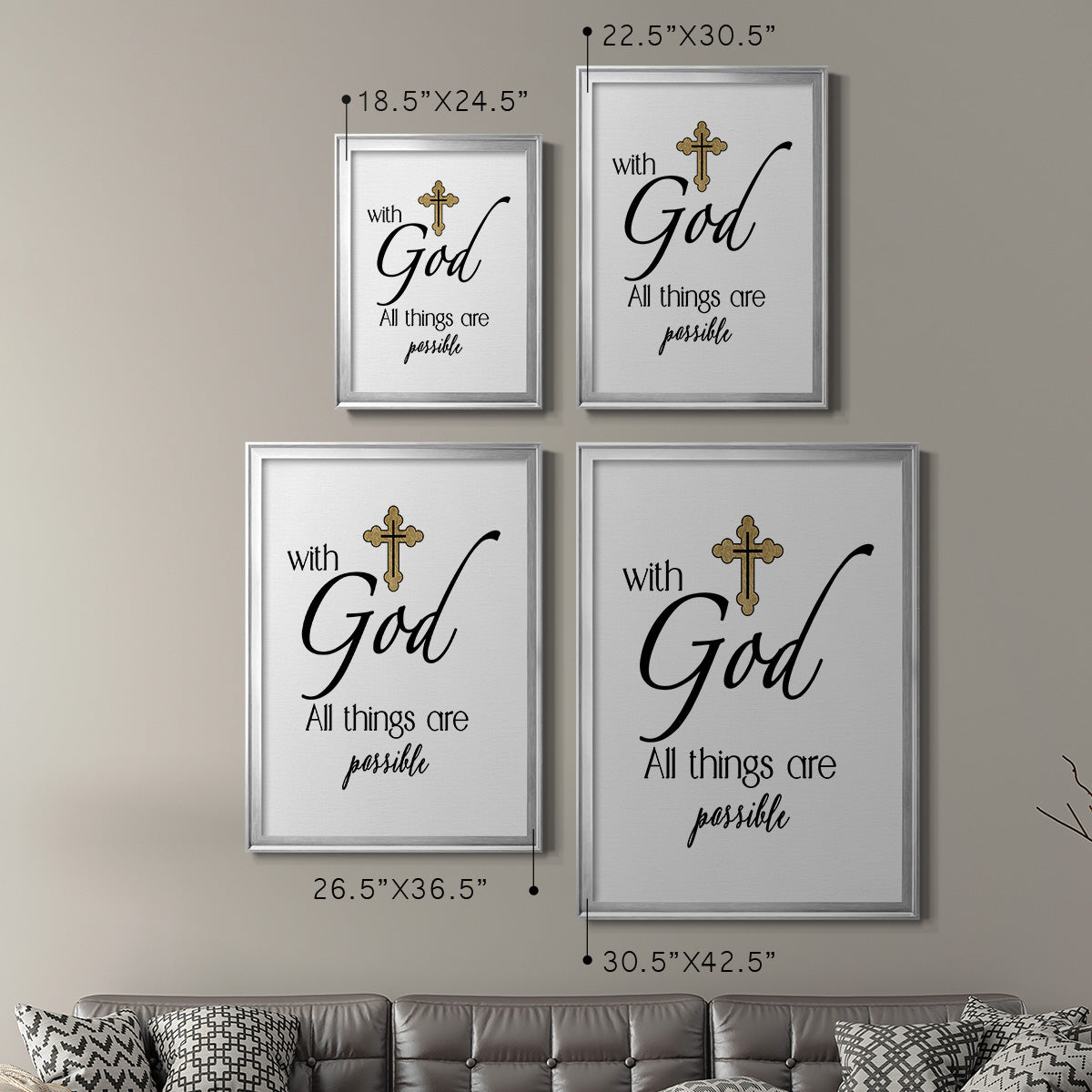 All Things Possible Gold - Modern Framed Canvas Print
