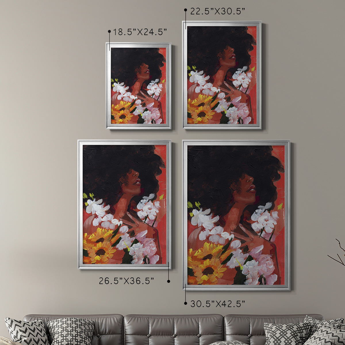 Through the Flowers II - Modern Framed Canvas Print