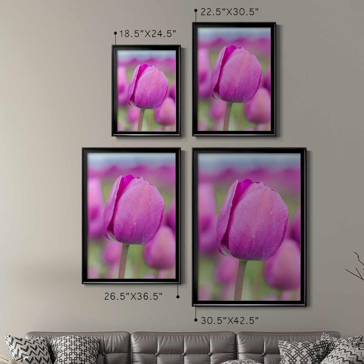 Magenta Stem - Modern Framed Canvas Print