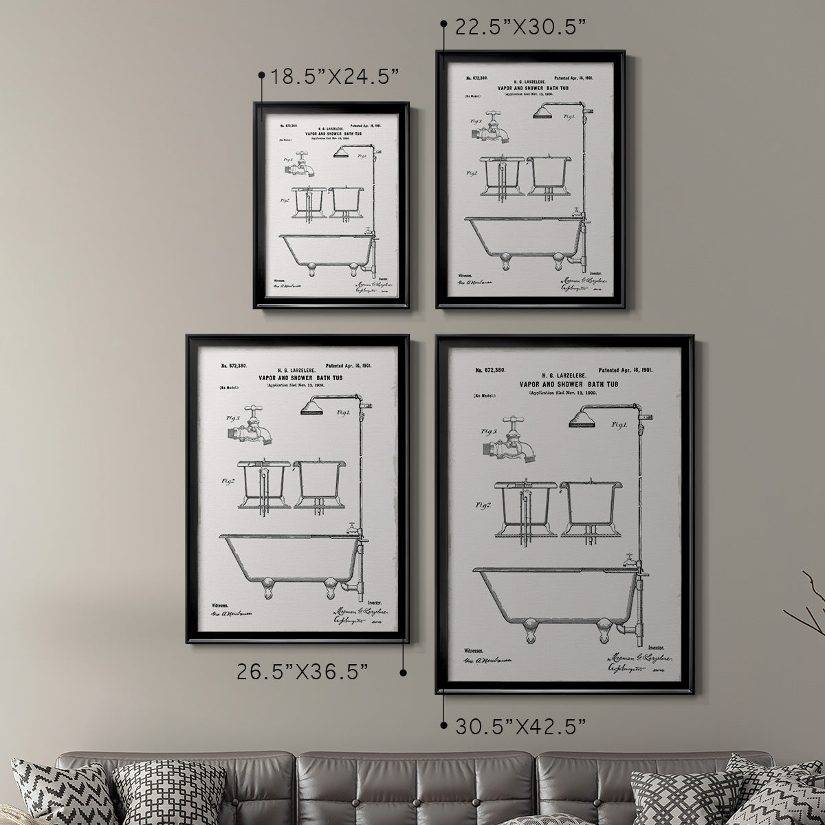 Vintage Bath II - Modern Framed Canvas Print