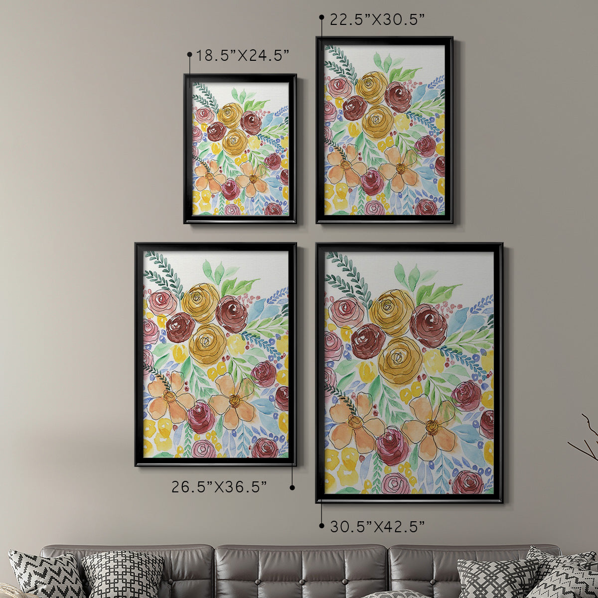 Flower Carousel I - Modern Framed Canvas Print